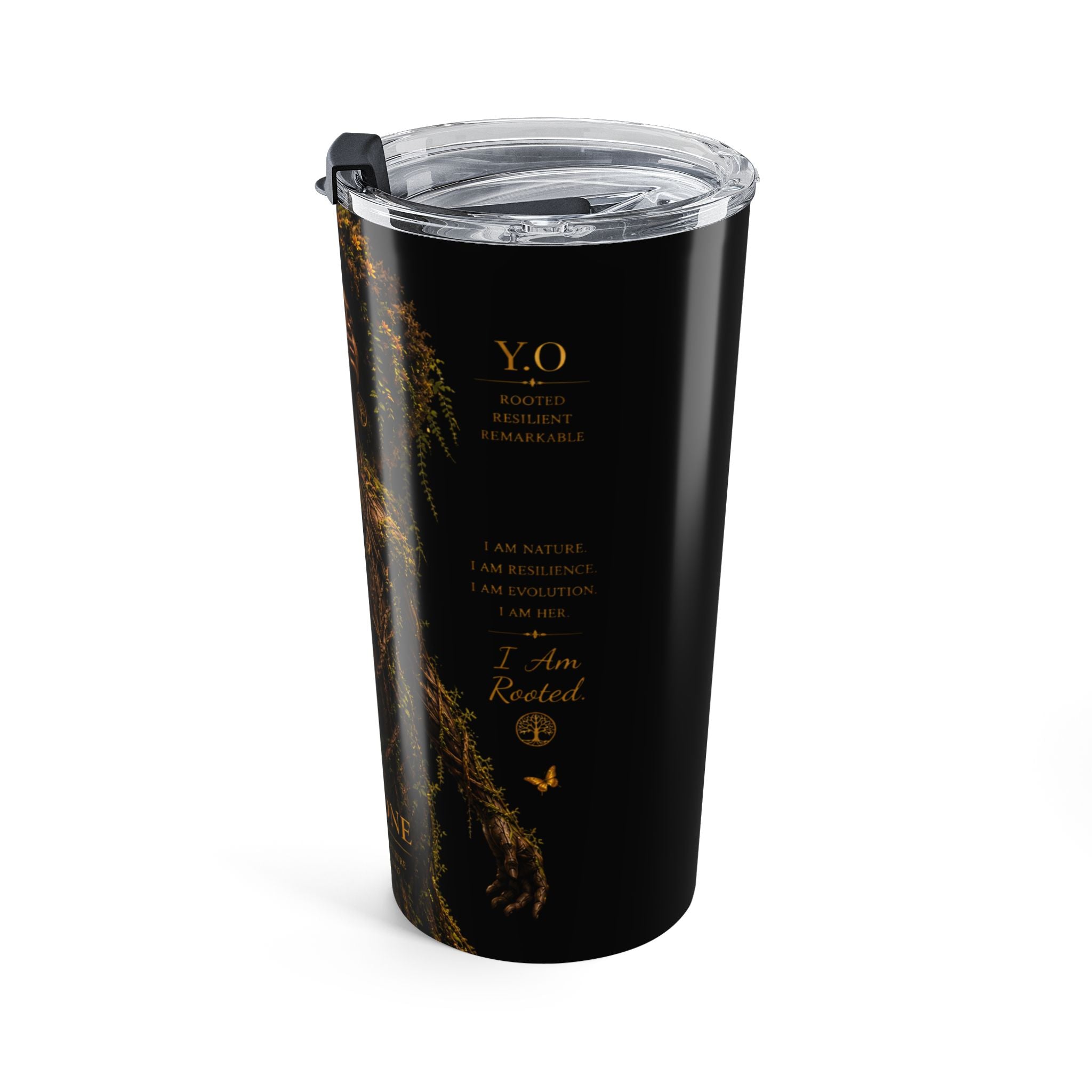 20oz Black Empowerment Tumbler – "ROOTED"| YATA ONE