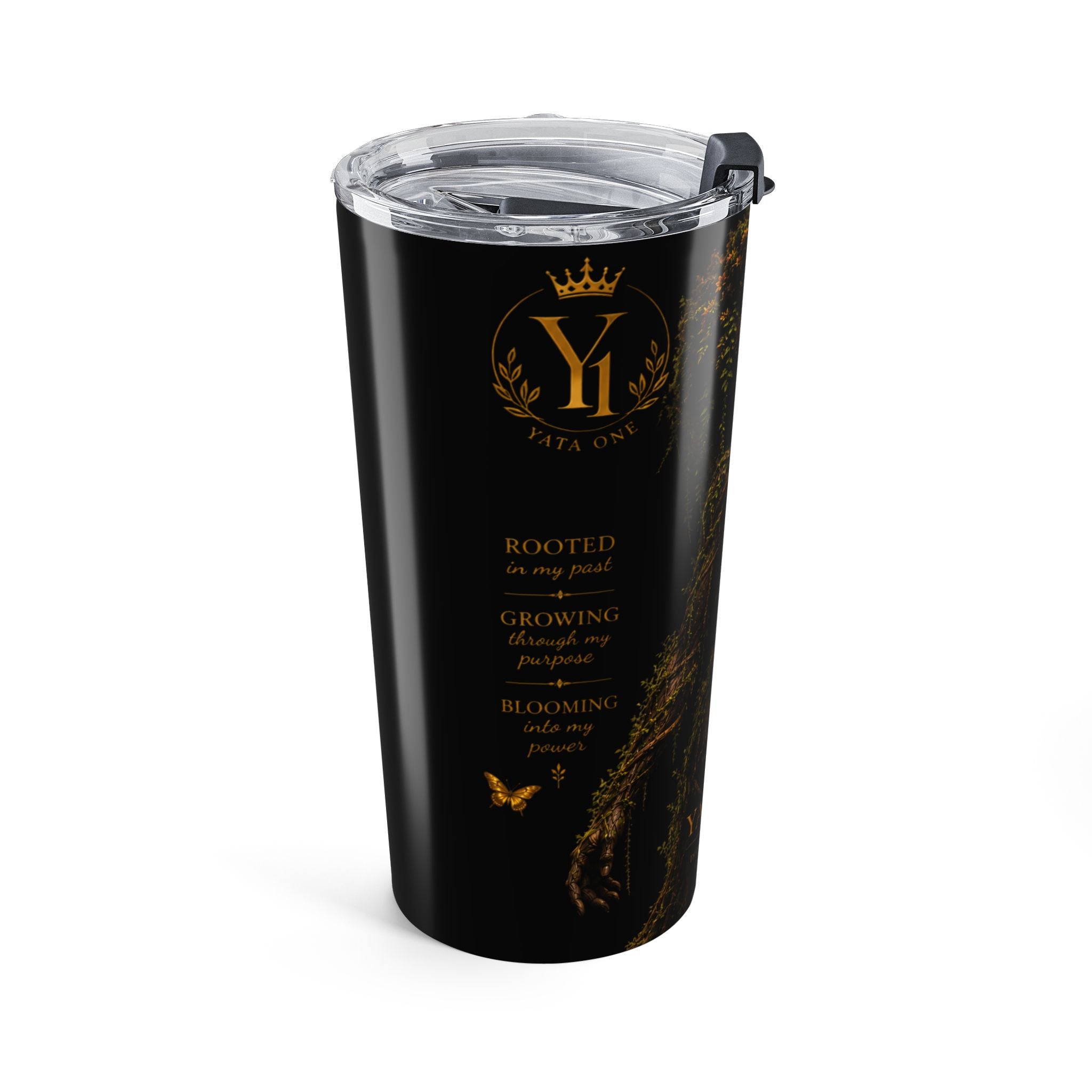 20oz Black Empowerment Tumbler – "ROOTED"| YATA ONE