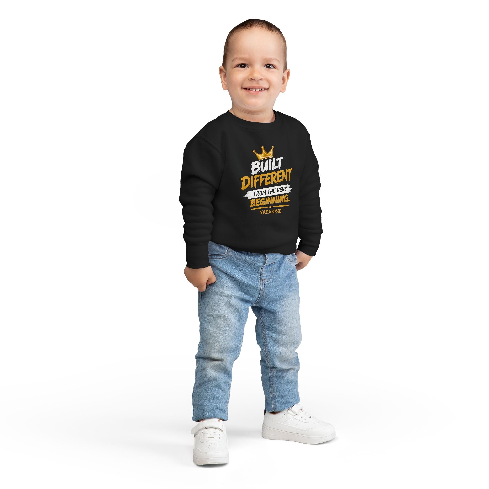 Toddler Sweatshirt — "Built Different from the Very Beginning"