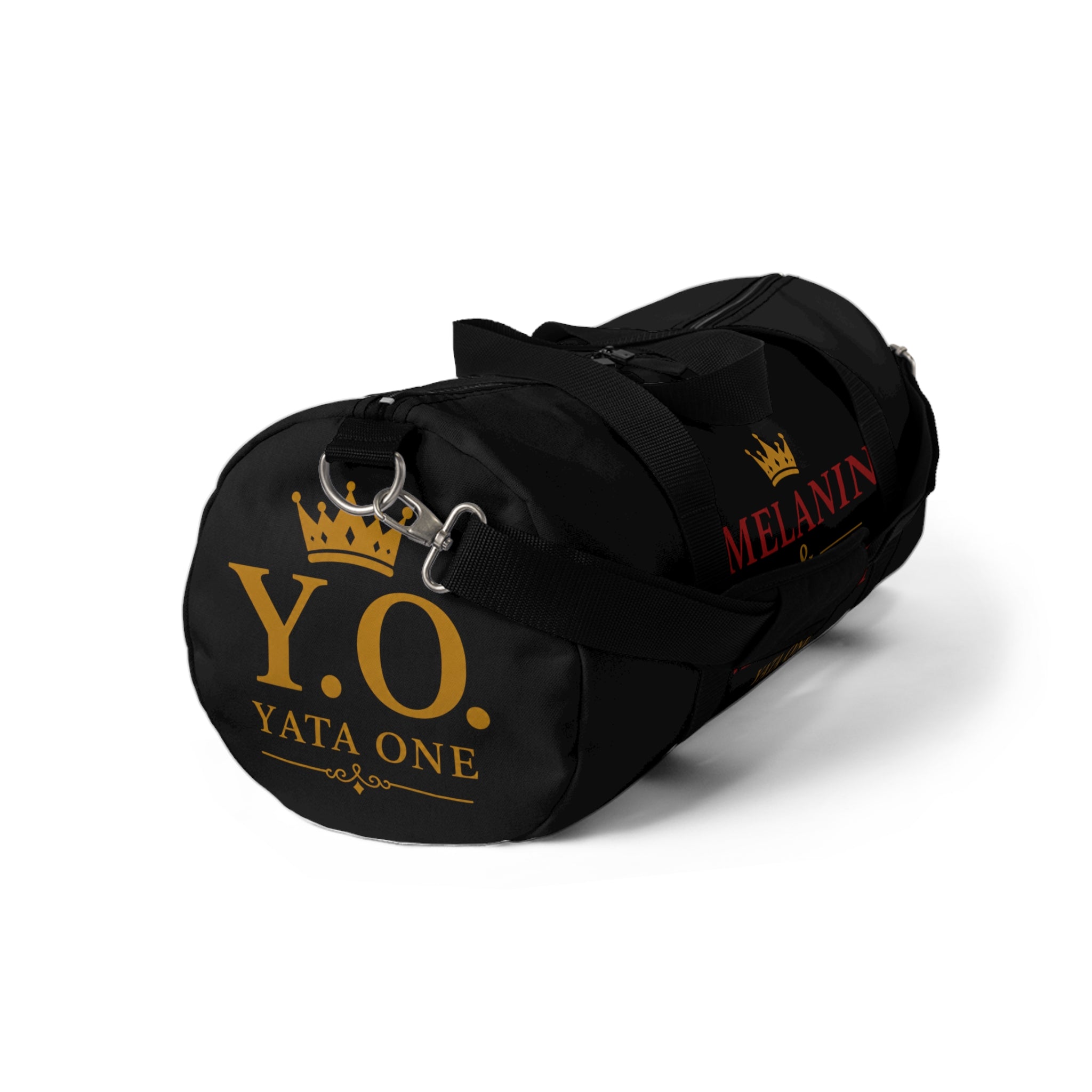 Melanin & Majesty Duffel Bag — Black Travel Gym Bag with Crown Graphic