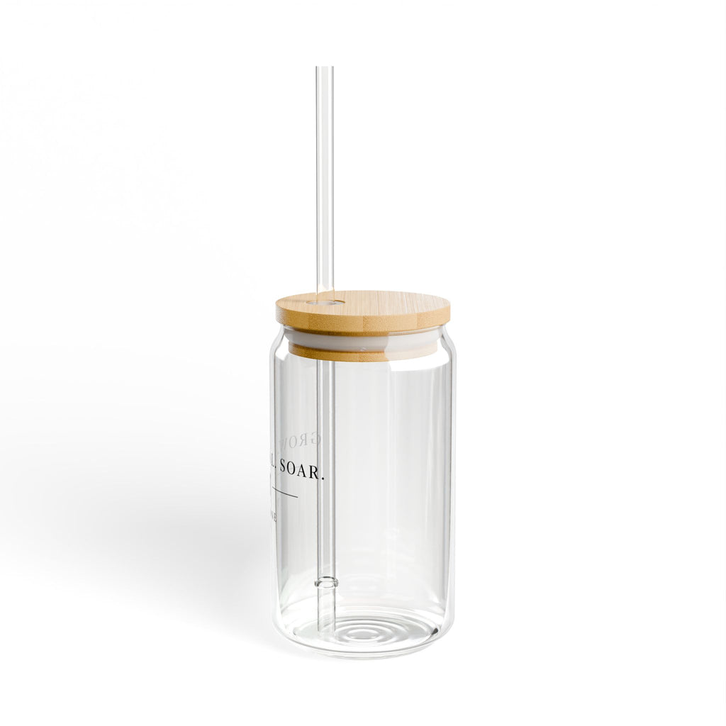 16oz Bamboo Lid Sipper Glass – 'Grow. Heal. Soar.' Inspirational Drink Tumbler