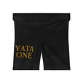 Yata One Black Women's Biker Shorts — Gold Lettering Activewear