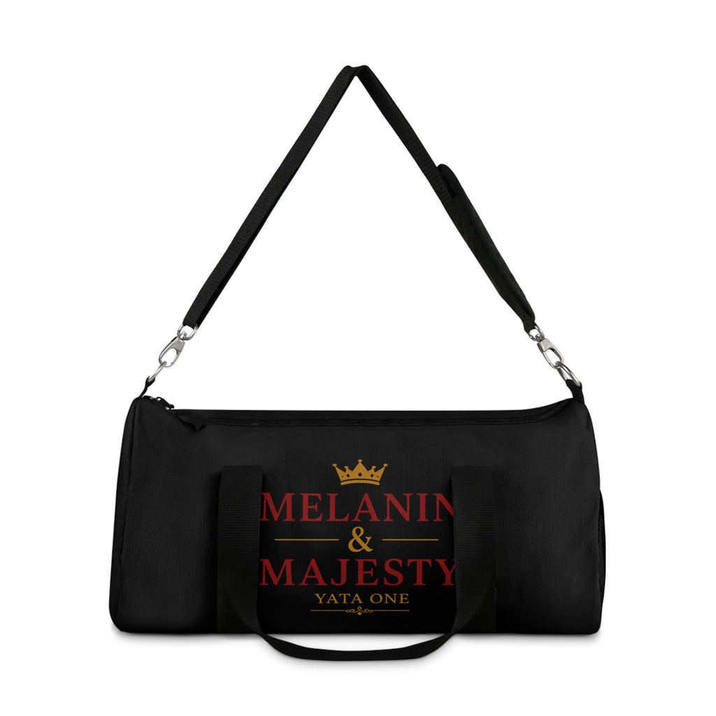 Melanin & Majesty Duffel Bag — Black Travel Gym Bag with Crown Graphic