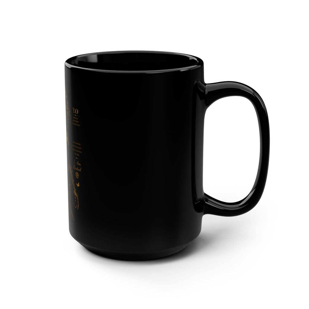 Yata One Black 15oz Mug — "ROOTED" Coffee Cup