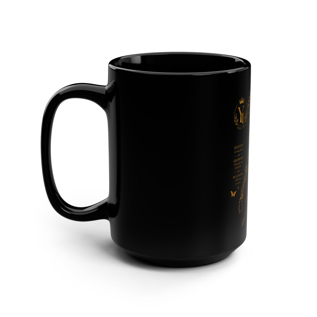 Yata One Black 15oz Mug — "ROOTED" Coffee Cup
