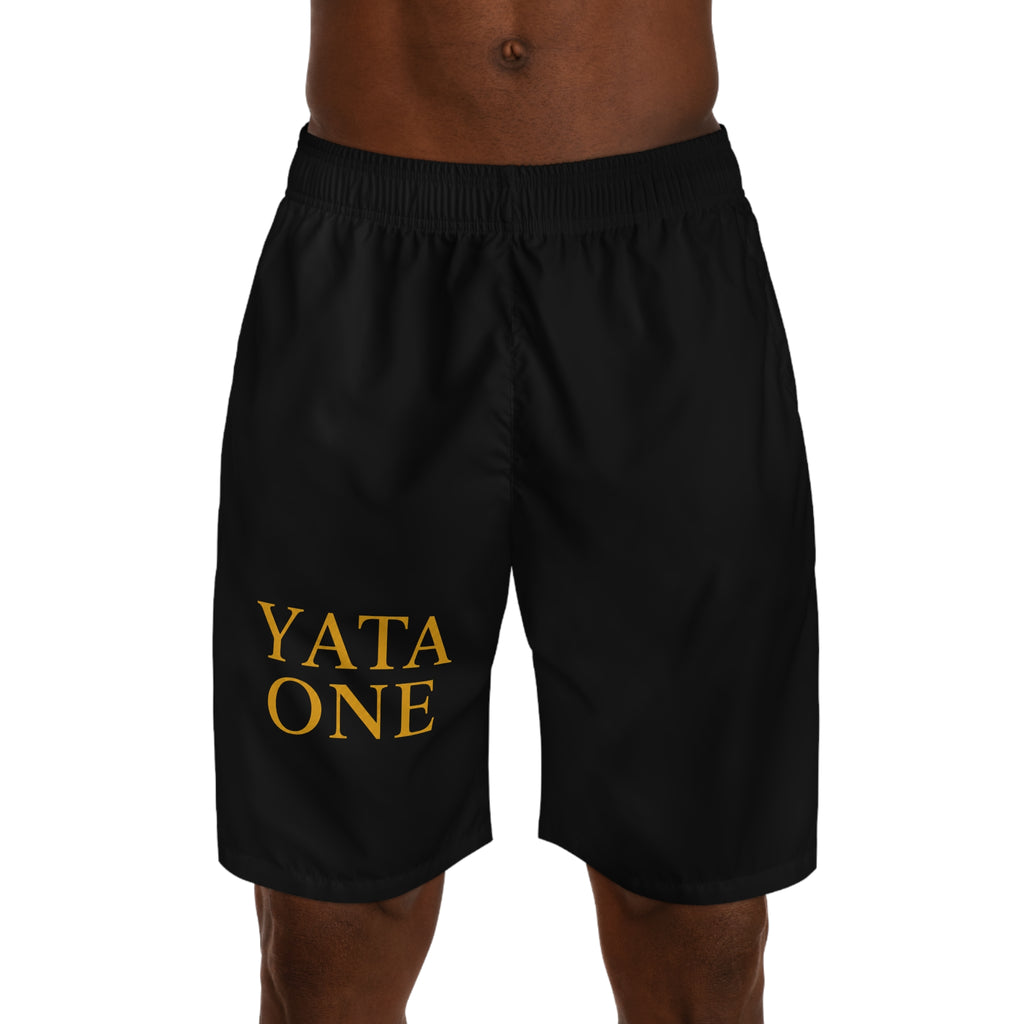 Yata One Men’s Athletic Jogger Shorts — Black Performance Lounge Shorts