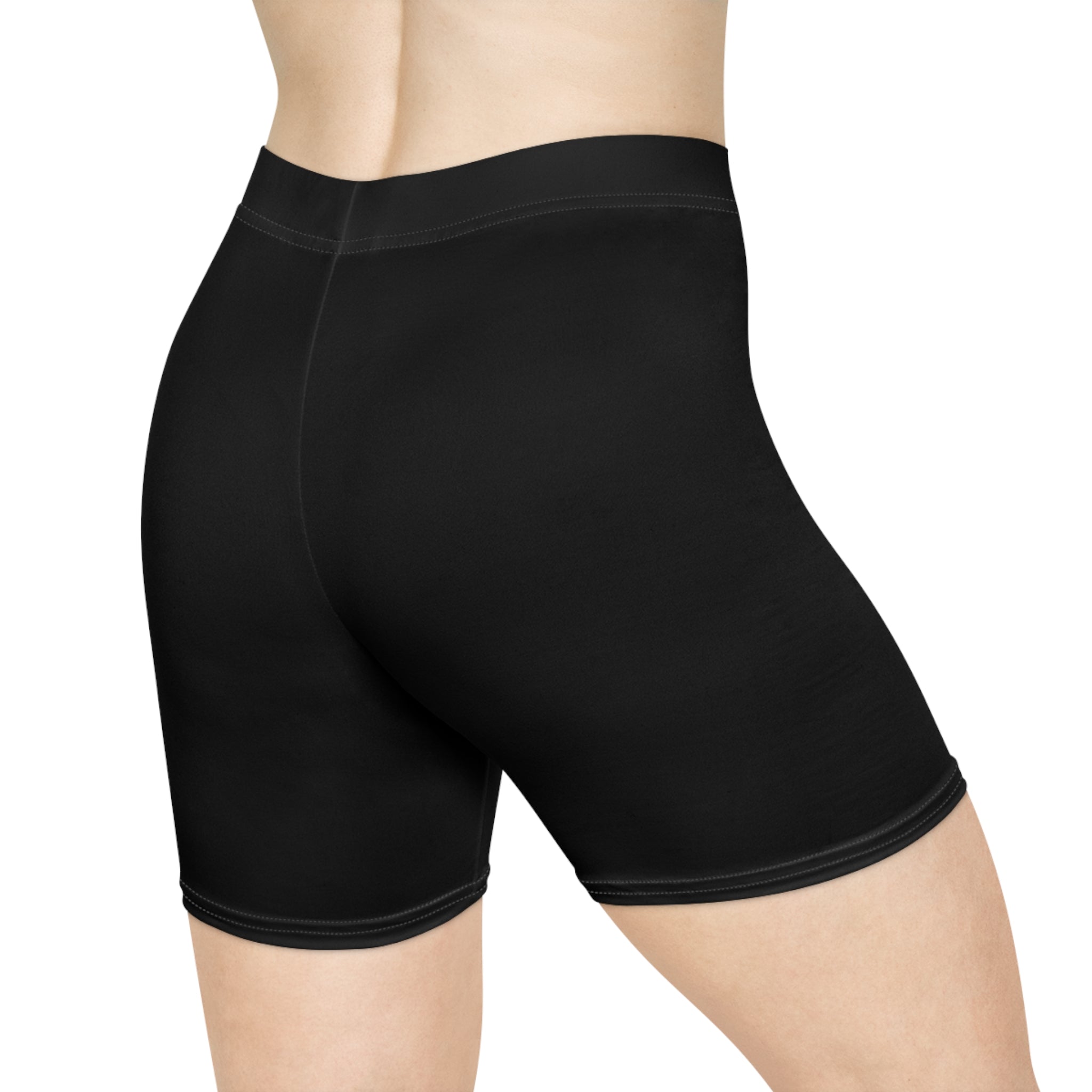Yata One Biker Shorts – Women's Black Athletic Shorts with Red Text