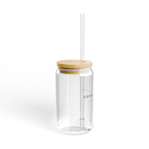16oz Bamboo Lid Sipper Glass – 'Grow. Heal. Soar.' Inspirational Drink Tumbler