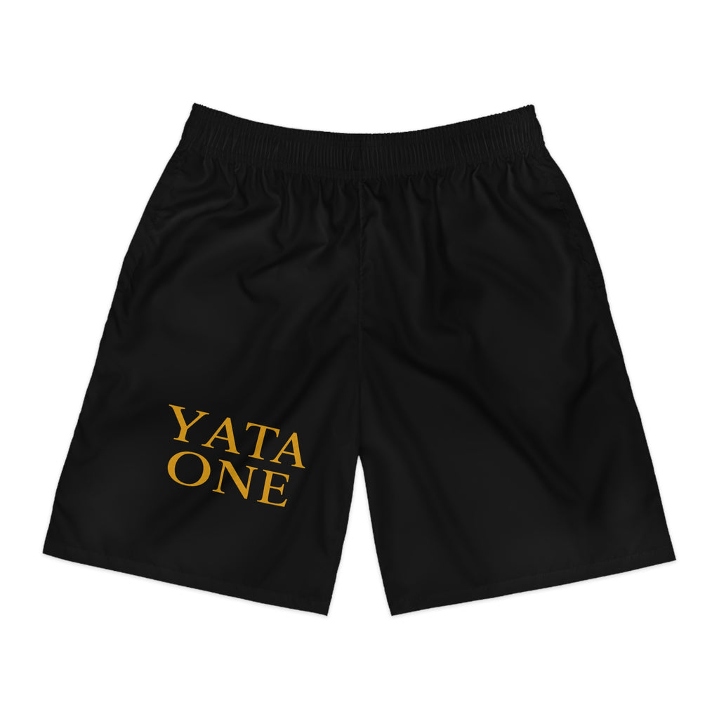 Yata One Men’s Athletic Jogger Shorts — Black Performance Lounge Shorts