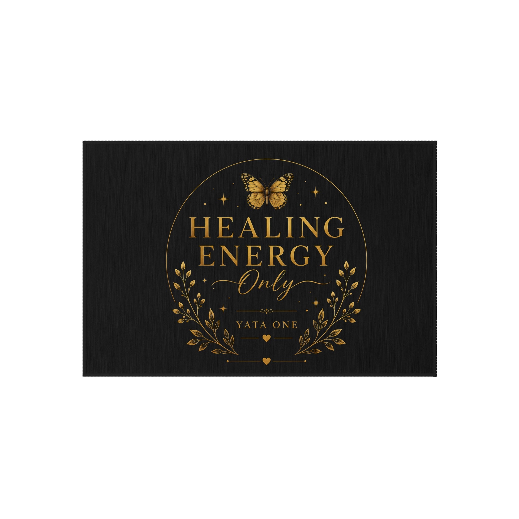 Healing Energy Only Outdoor Rug – Black & Gold Spiritual Doormat