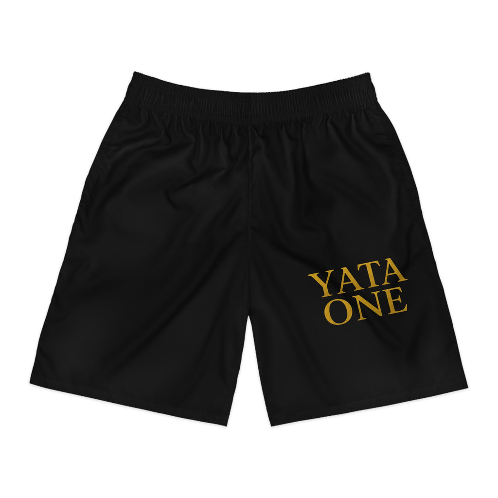 Jogger Shorts — "YATA ONE" Black Athletic Lounge Shorts