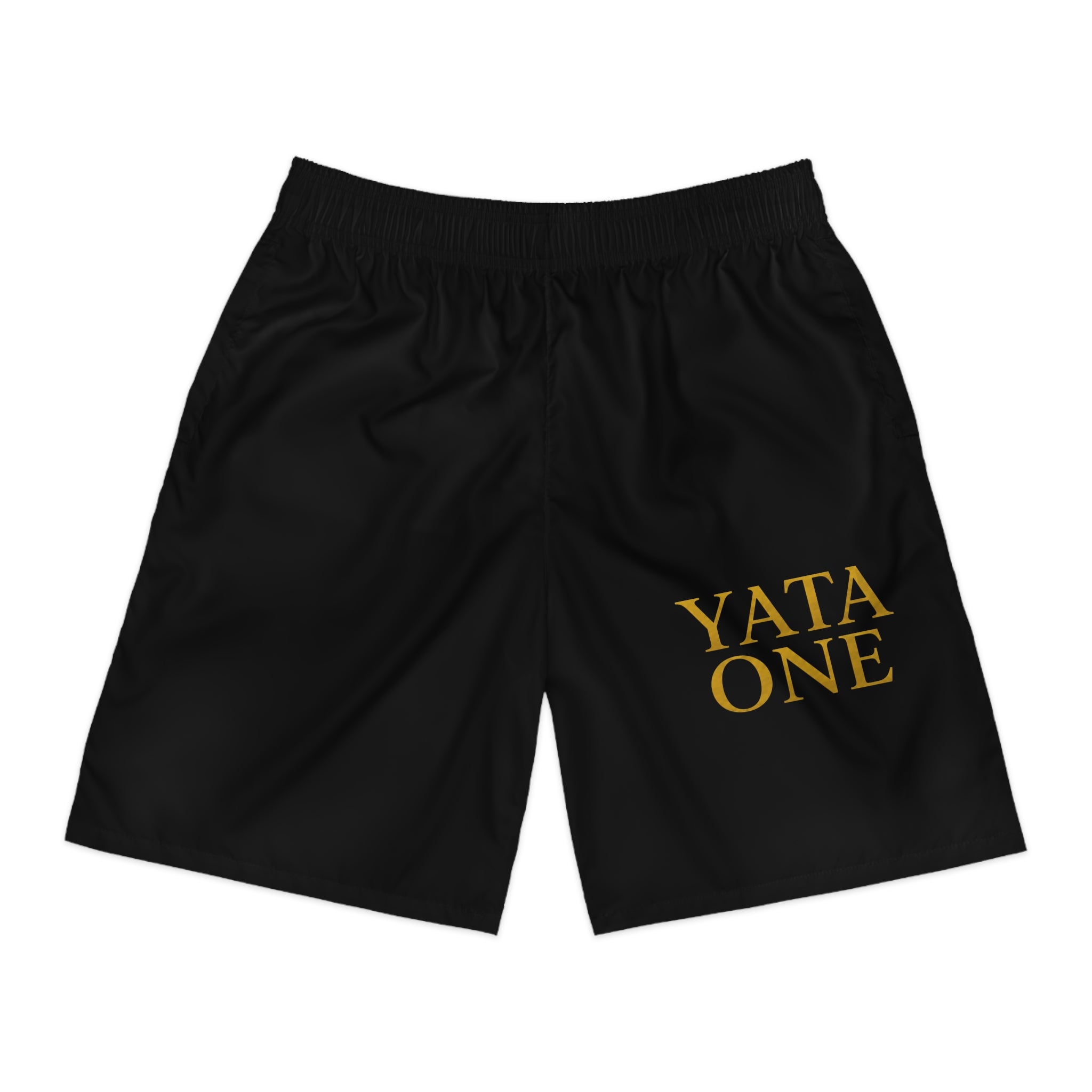 Jogger Shorts — "YATA ONE" Black Athletic Lounge Shorts