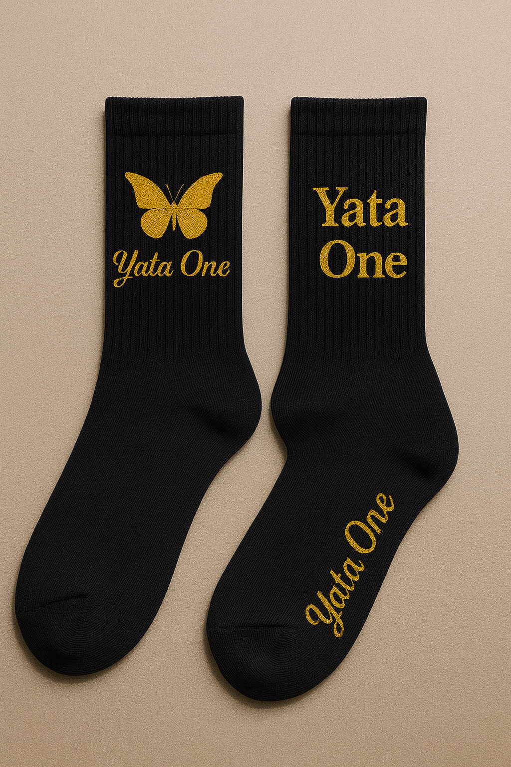 YATA ONE Butterfly Signature Socks (Black & Gold)