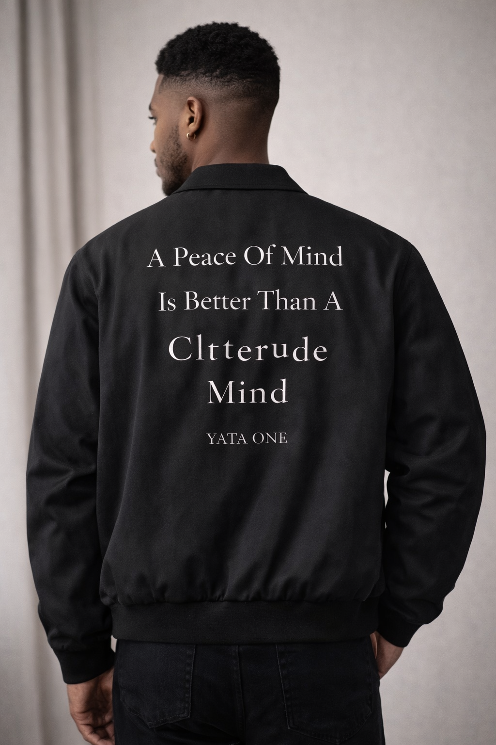YATA ONE "A Peace of Mind" Black & White Bomber Jacket