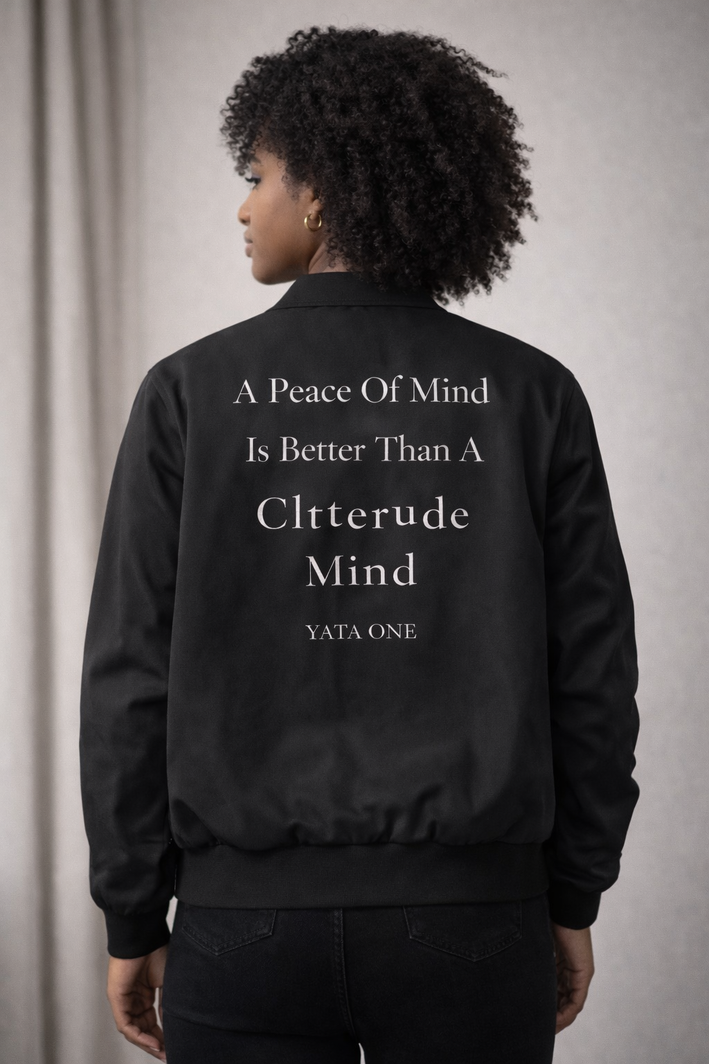 YATA ONE "A Peace of Mind" Black & White Bomber Jacket