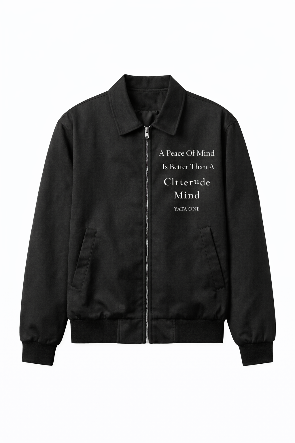 YATA ONE "A Peace of Mind" Black & White Bomber Jacket