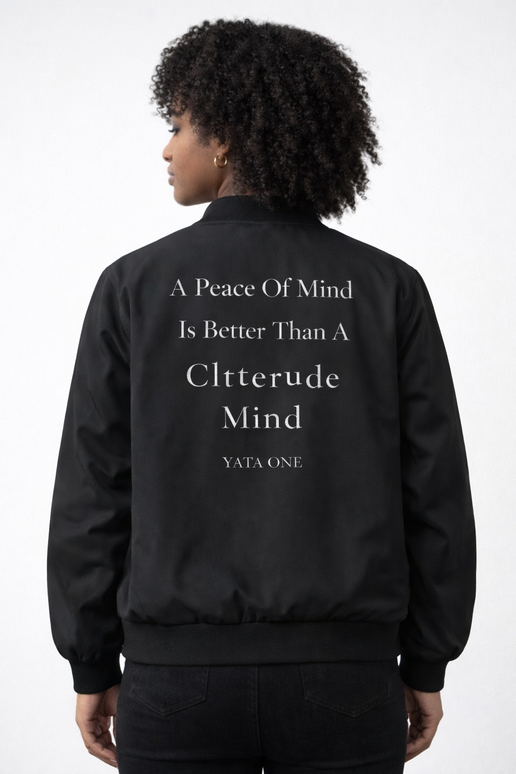 YATA ONE "A Peace of Mind" Black & White Bomber Jacket