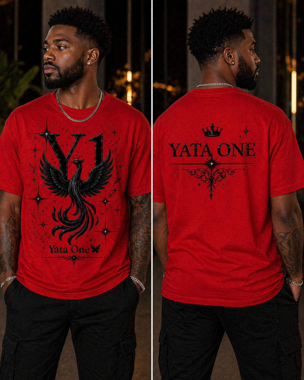 YATA ONE "Rebirth" Phoenix Tee - Red & Black