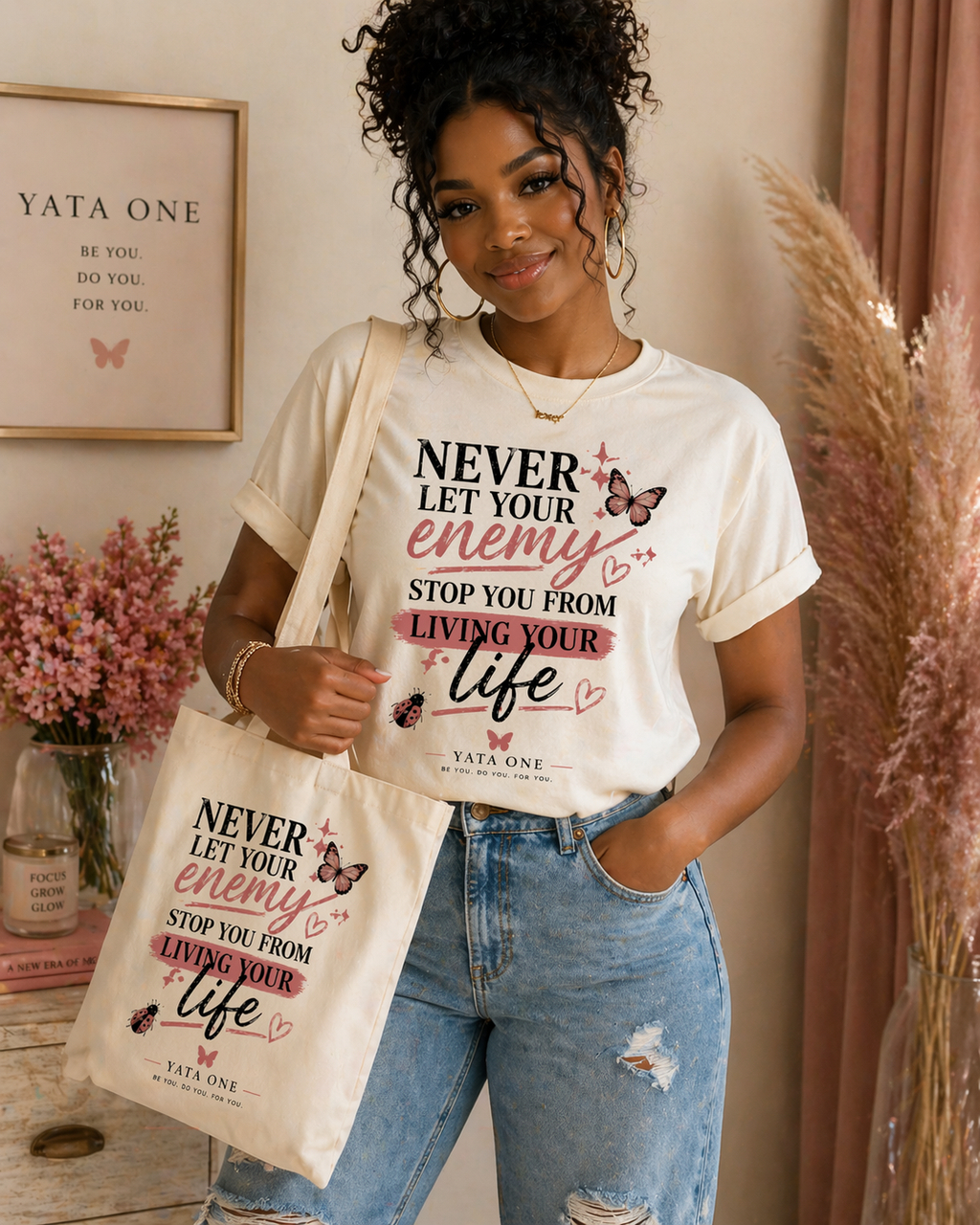 YATA ONE "Never Let Your Enemy" Bundle Tee & Tote
