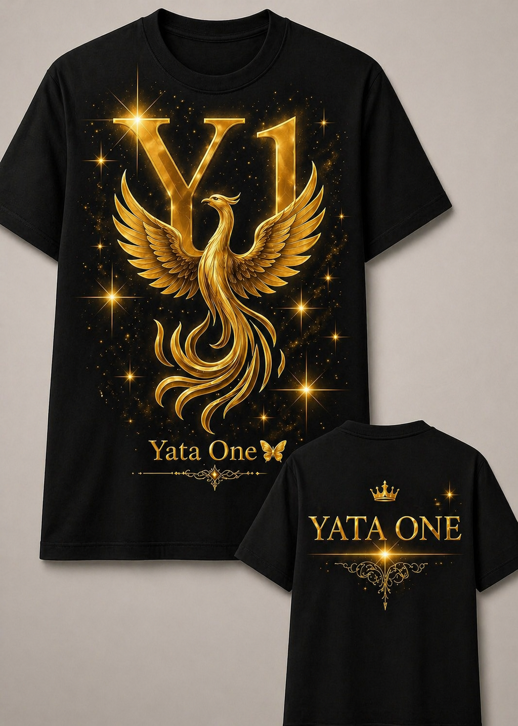 YATA ONE "Rebirth" Phoenix Tee - Black and Gold (Collection Piece)