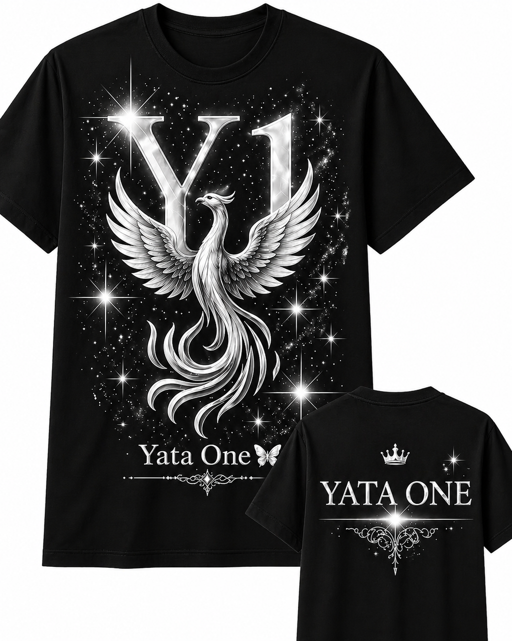 YATA ONE “Rebirth” Phoenix Graphic Tee – Black (Unisex)
