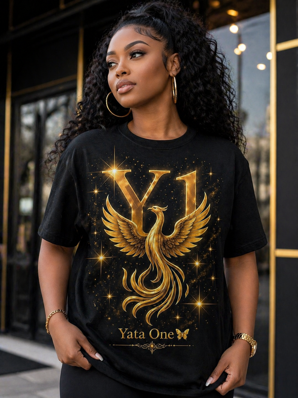 YATA ONE "Rebirth" Phoenix Tee - Black and Gold (Collection Piece)