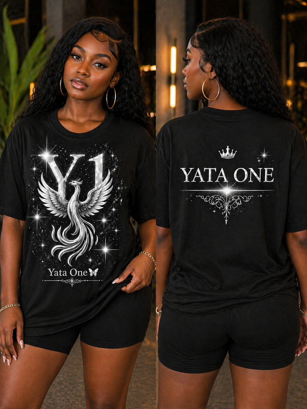YATA ONE “Rebirth” Phoenix Graphic Tee – Black (Unisex)