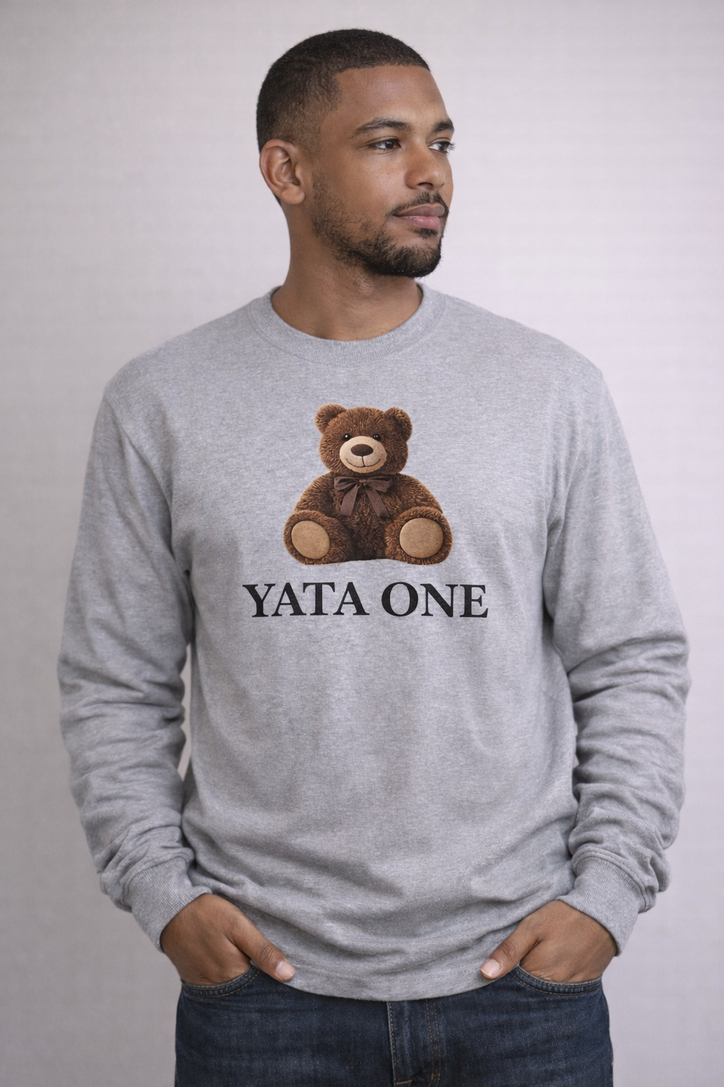 YATA ONE Teddy Bear Crew Long Sleeve Tee