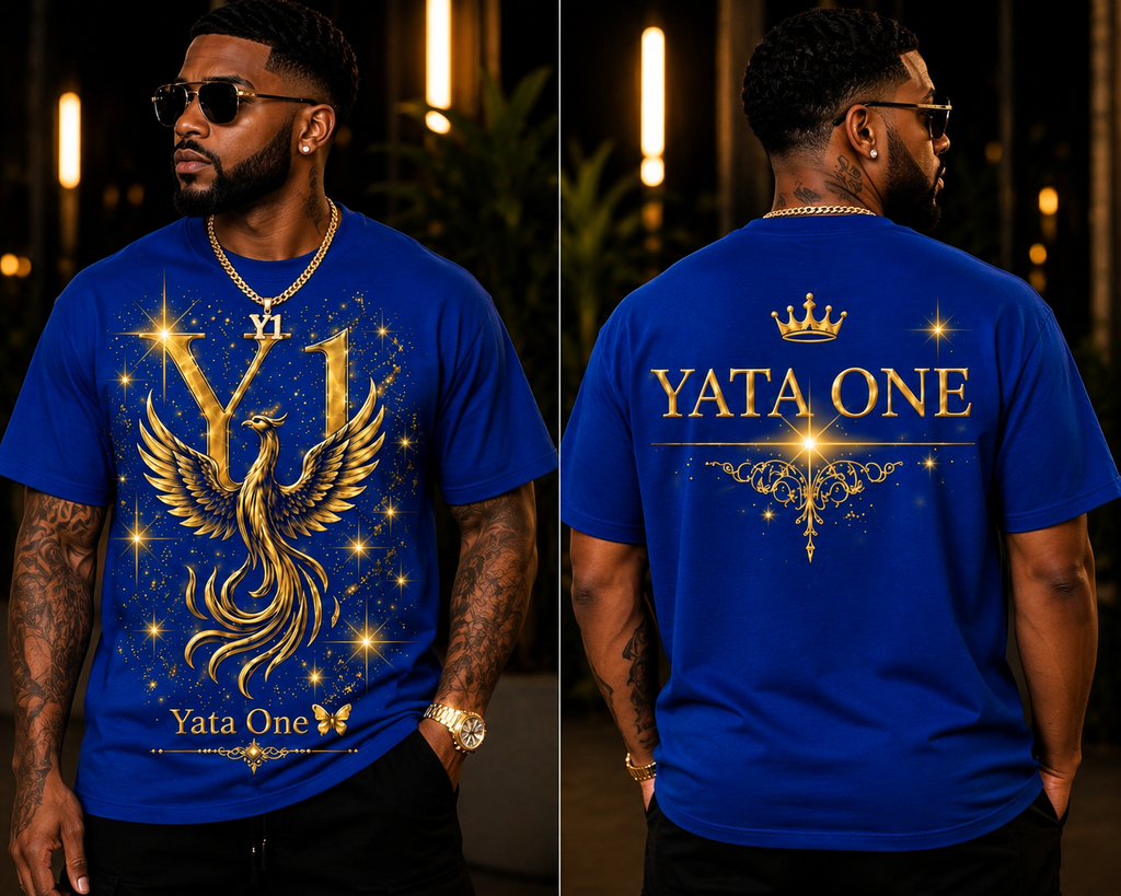 YATA ONE "Rebirth" Phoenix Tee- Royal Blue & Gold ( Unisex)