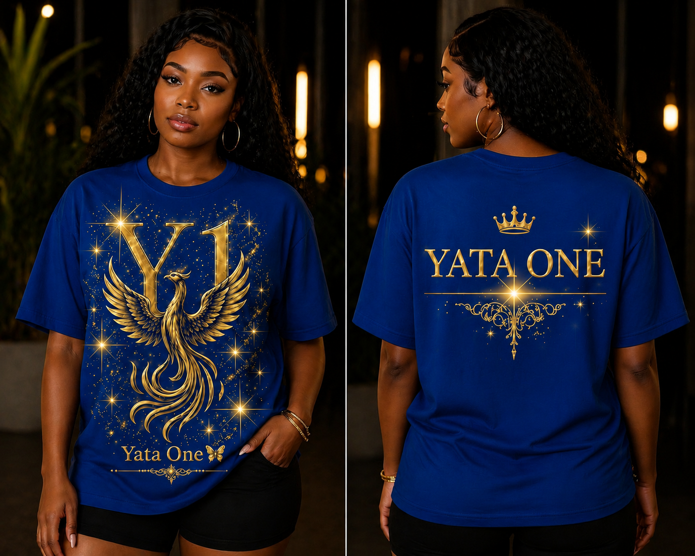 YATA ONE "Rebirth" Phoenix Tee- Royal Blue & Gold ( Unisex)